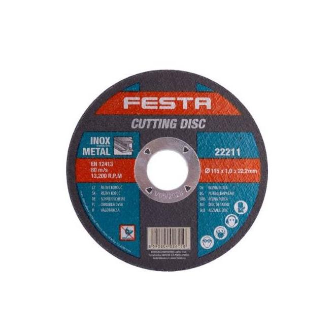 Rezný kotúč 115x1x22,2 mm na kov FESTA 22211