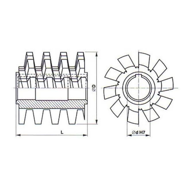 Fréza odvaľovacia M7 x 20° IIa-B HSS ČSN 22 2520.14 Škoda