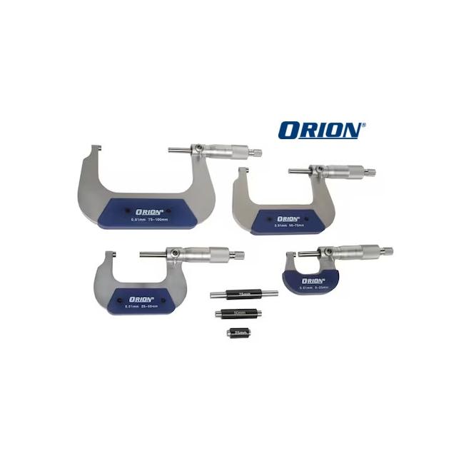 Mikrometer 0-100 / 0,01 DIN 863 sada strmeňový analógový ORION