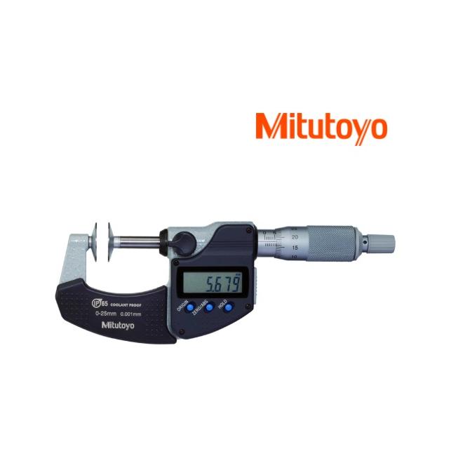 Mikrometer 0-25 / 0,01 strmeňový digitálny s tanierikovými dotykmi  MITUTOYO