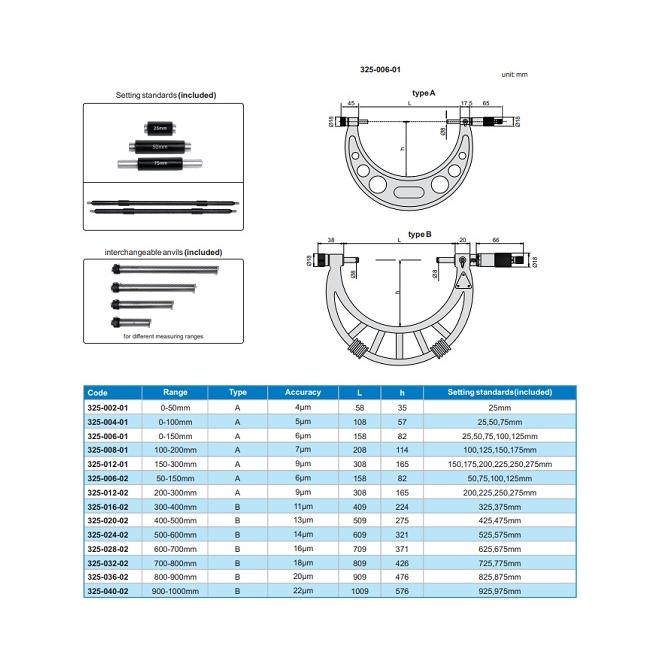 Mikrometer 300-400 / 0,01 strmeňový analógový ACCUD