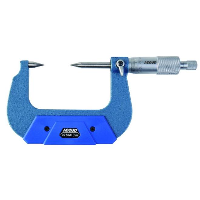 Mikrometer 0-25 / 0,01strmeňový analógový s karbidovým kužeľovým hrotom ACCUD