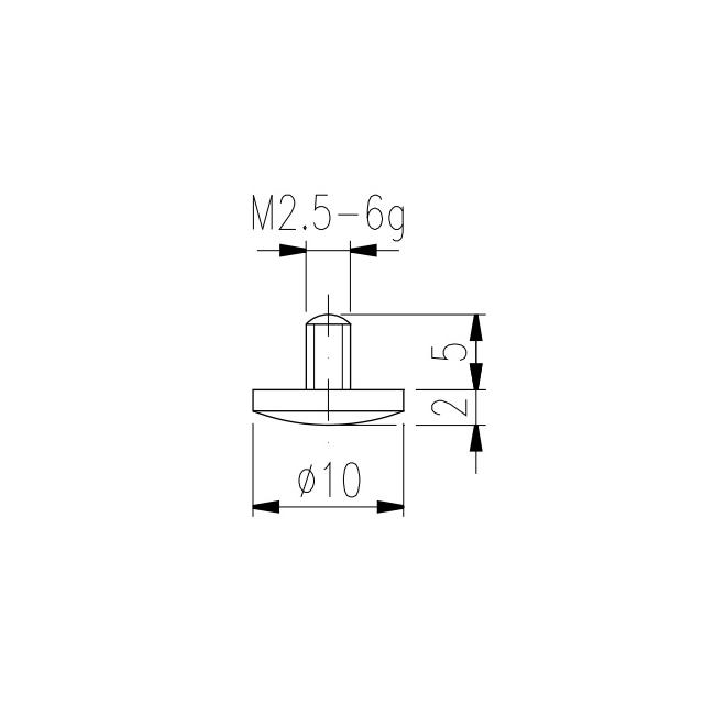 Dotyk D10 mm vydutý M2,5 oceľ k odchýlkomeru