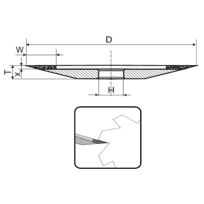 4B2 D175 T13 W8 X2 V30 H32 R D91 N125 BC2 brúsny kotúč z diamantu