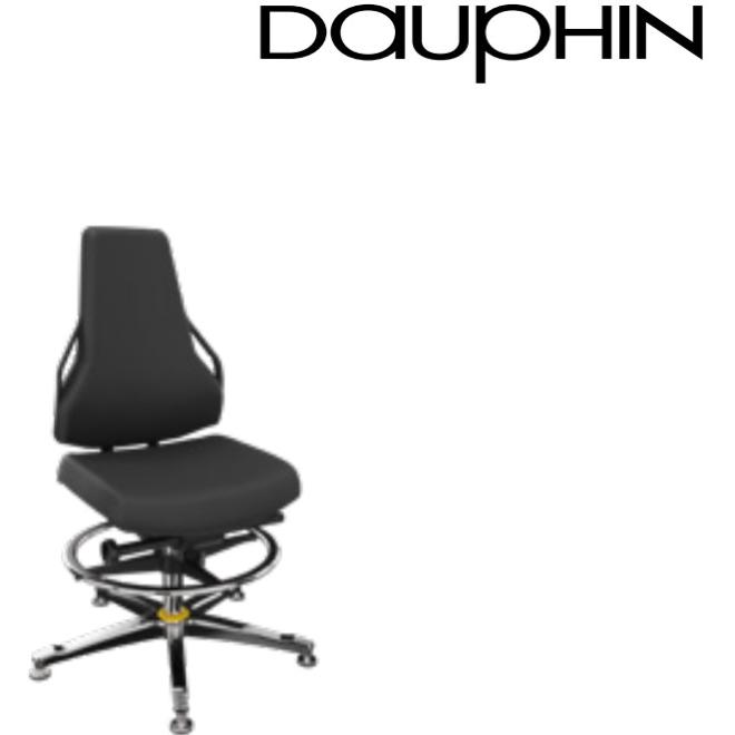 Stolička pracovná posúvna nastaviteľná čierna rám Al výška 470-610mm DAUPHIN