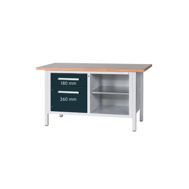 Stôl dielensky 1500x750x840 mm  1zásuvka+dvierka RAL7035/7016 HK