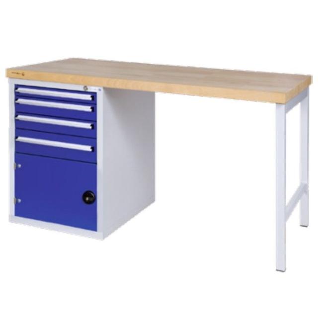 Stôl dielenský pracovný 2000x700x850 mm 4 zásuvky RAL7035/5010 HK