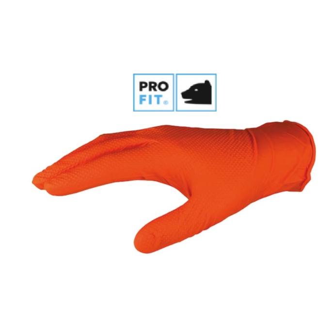 Rukavice veľkosť M nitrilové jednorazové rukavice oranžové 50ks PRO FIT