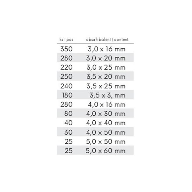 Skrutka do dreva sada 2000ks v plastovom obale
