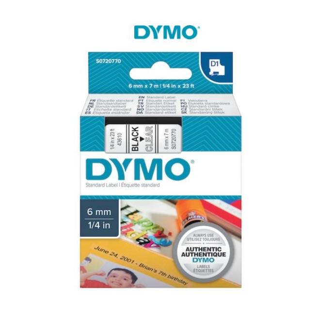 Páska 6 mm x 7 m D1 transparentná štítkovacia polyester (PES) DYMO