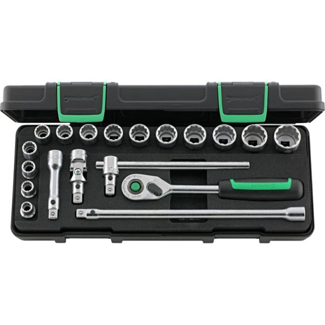 Sada s ráčnou STAHLWILLE 3/8", 19 ks, systém QuickRelease