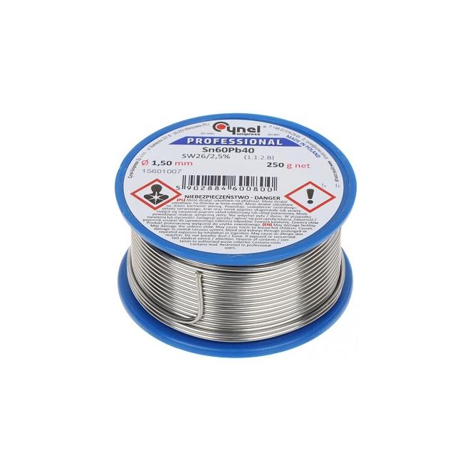 Spájka cín trubičkový D1,5mm 250g CYNEL