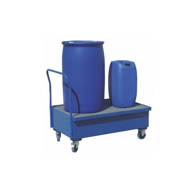 Vaňa záchytná 1200x800x405 mm 220 l oceľová pojazdná pre prepravu 2x200 l sudov