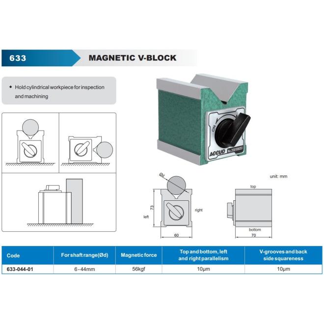 V-blok 70x60x73 mm magnetický ACCUD