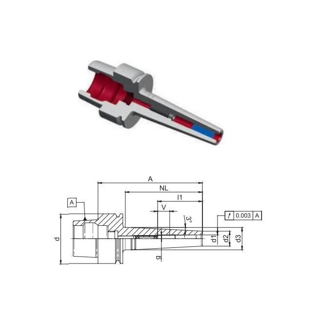 Upínač HSK40 E D12 L114 tepelný SLIM DIN 69893 Diebold