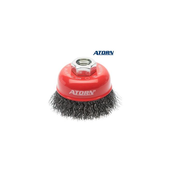 Kartáč D60 x 0,3 mm závit M14 okrúhly vlnitý oceľový drôtený ATORN