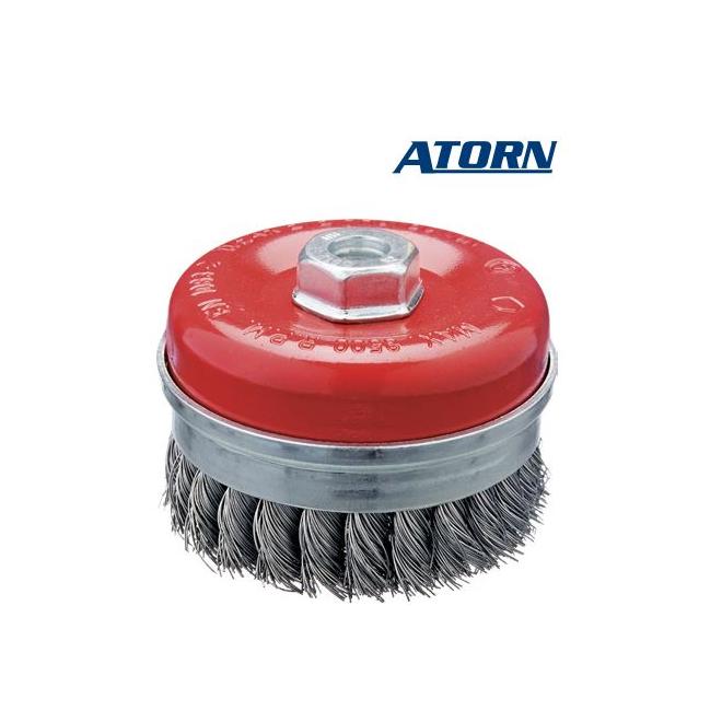 Kartáč D100 x 0,3 mm závit M14 okrúhly vlnitý oceľový drôtený ATORN