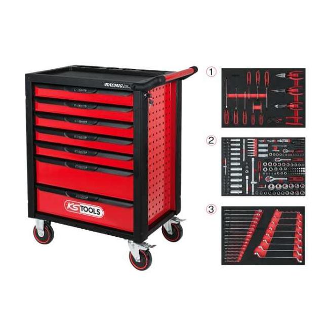 Vozík dielenský 7 zásuvky s náradím 215 dielny KS TOOLS RACINGline