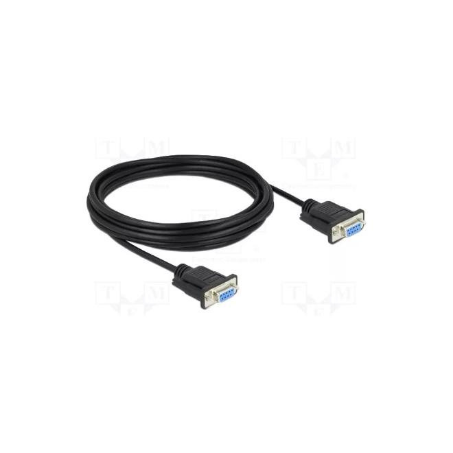 Kábel 5m D-SUB 9pin zásuvka obojstranná PVC čierna DELOCK-86607