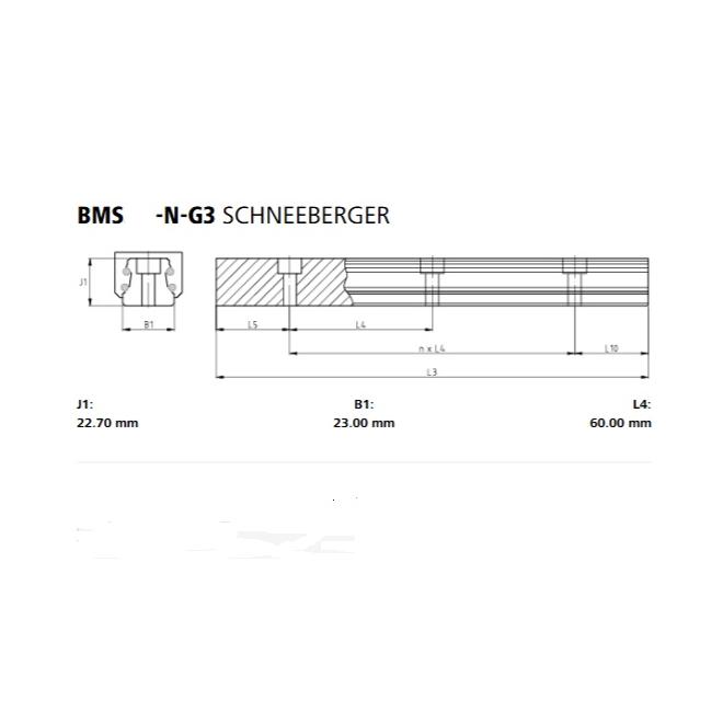 BMS 25-N-G3 L=1740 30/30 Schneeberger koľajnica