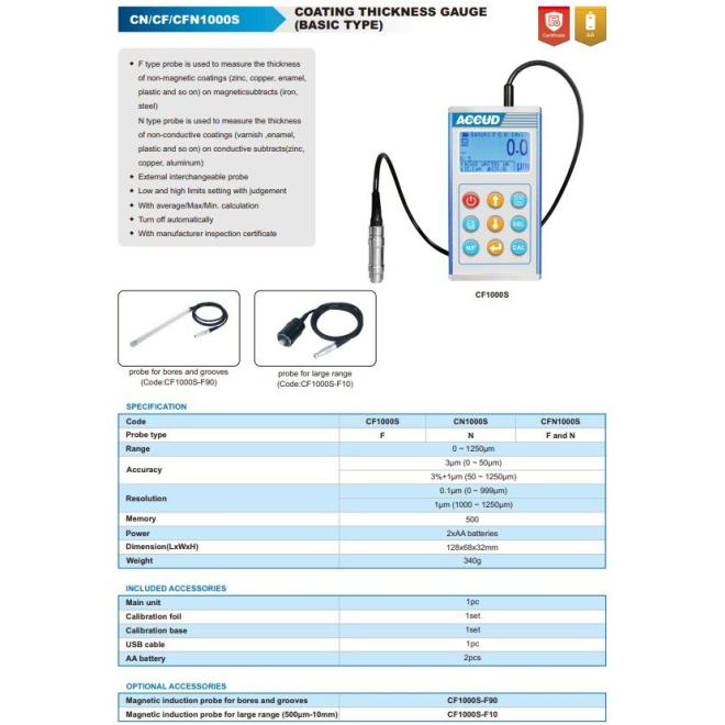 Sonda magnetická indukčná na otvory a drážky pre hrúbkomer CF1000S ACCUD
