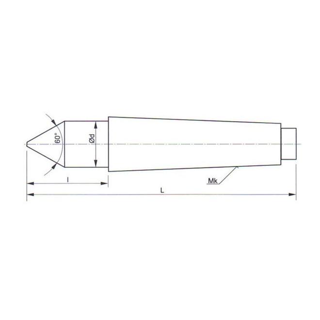 Hrot 60° pevný MK3 ČSN 24 3310