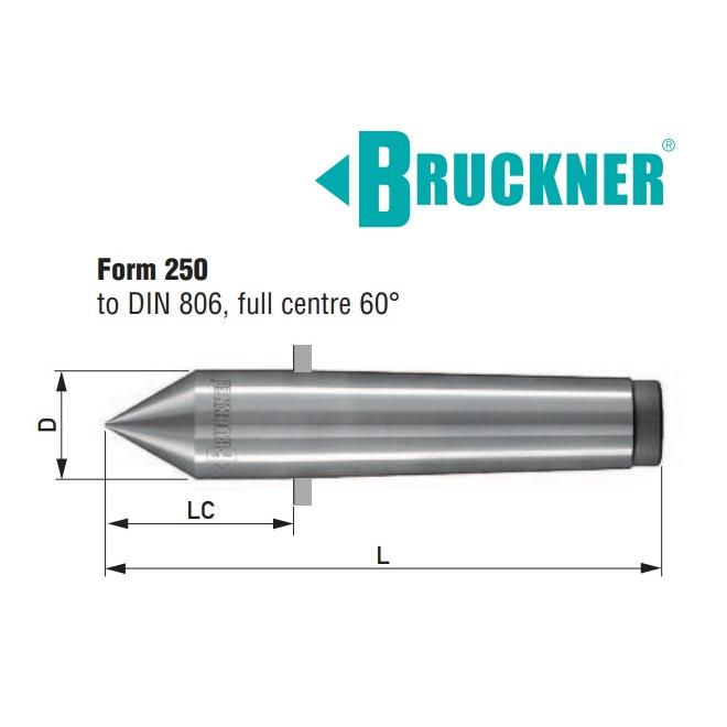 Hrot 60° pevný MK0 Form 250 DIN 806 Bruckner