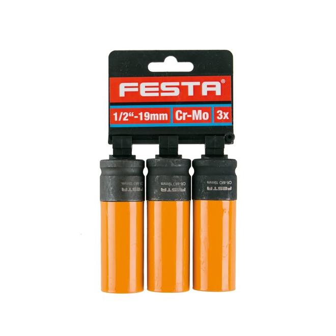 Hlavice na kola FESTA CrMo 1/2" 19mm 3ks(D)