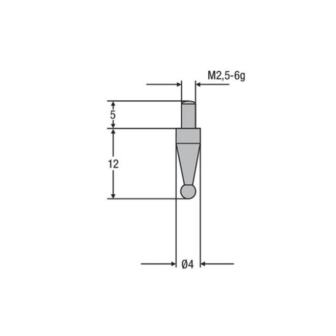 Dotyk D5 mm L=12 mm M2,5 6g pre odchýlkomer