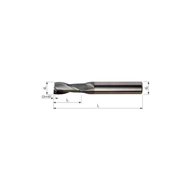 Fréza D3 57/12 2z 45° N TK AlCrN P9 DIN 6535HA S822