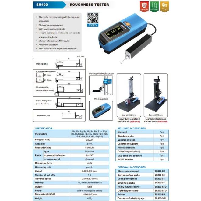 Drsnomer ACCUD SR400 prenosný