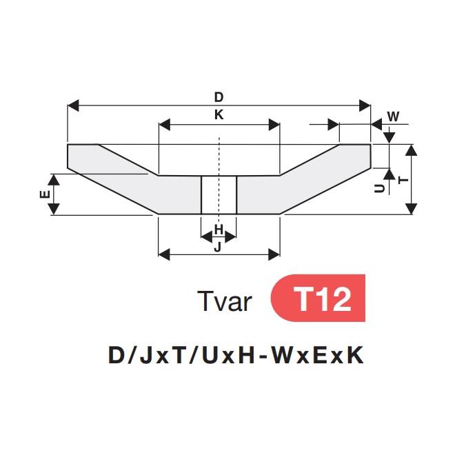 Brúsny kotúč T12 100/35x12/3x20 5x8x35 99BA 60 K 9 V  58151 1015