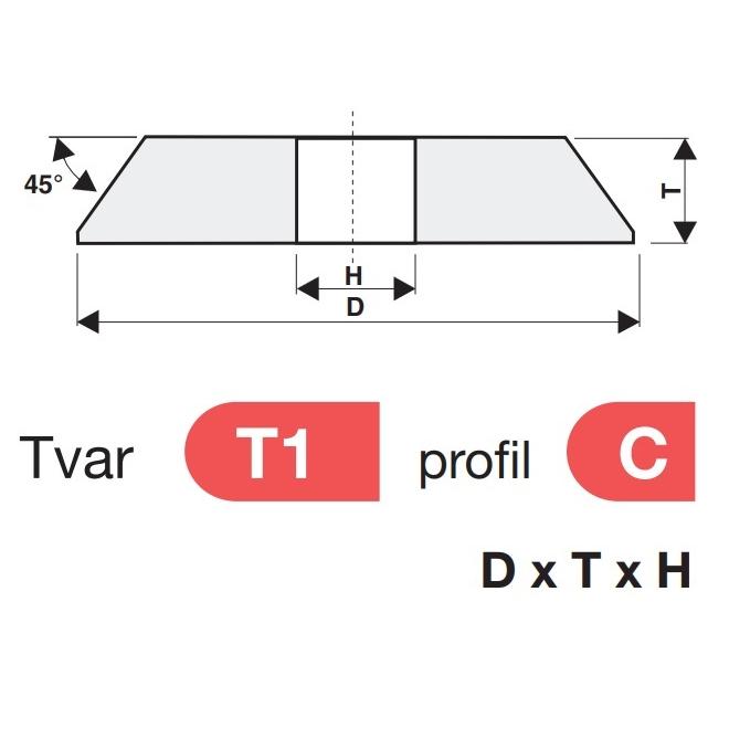 Brúsny kotúč T1 175x10x20 skosený 96A 60 M 8 V Tyrolit 53971 1767.09