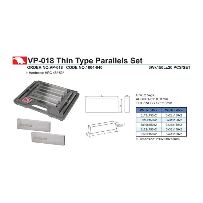 Paralelné podložky 3x150 mm výška 13-41 presnosť 0,01mm VP-018 (sada 20 ks)