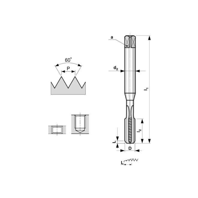 Závitník M8 2N HSS strojný priama drážka ČSN 22 3042 8/1371